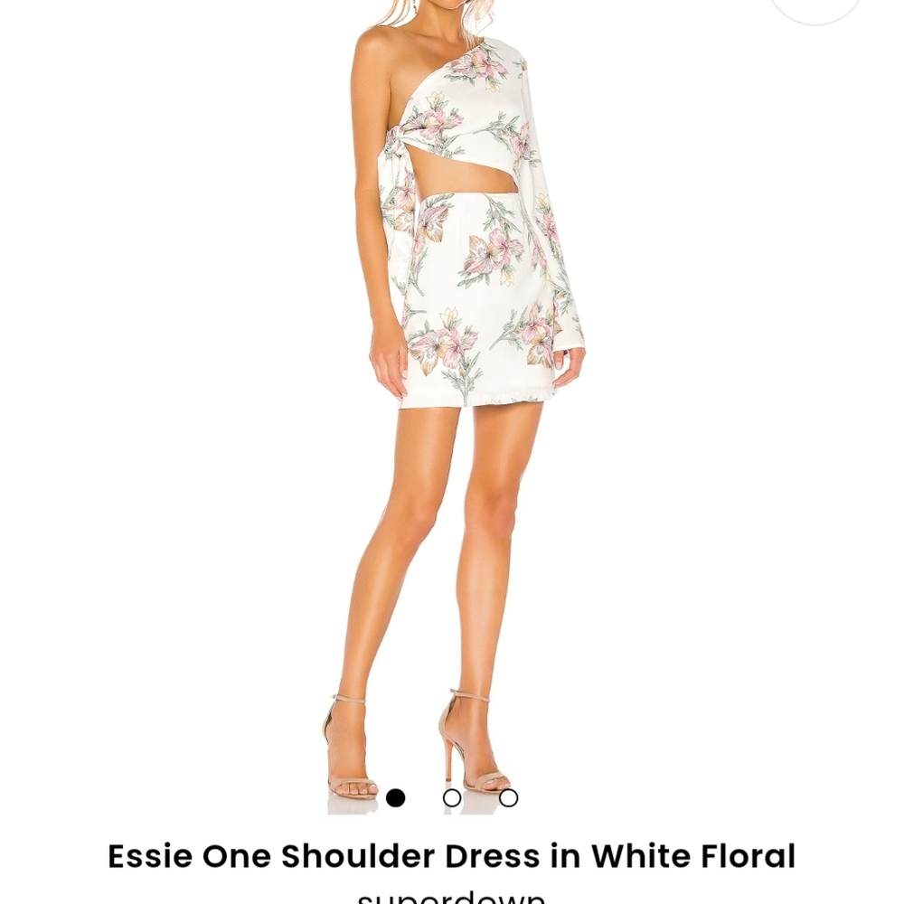 Essie One Shoulder Dress in White Floral by superdown